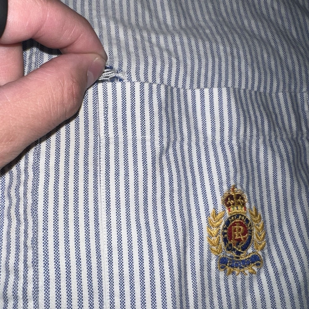 VINTAGE Ralph Lauren 381 Bleecker Oxford Shirt‎ Size 8 Striped Custom Fit Crest - Picture 4 of 7